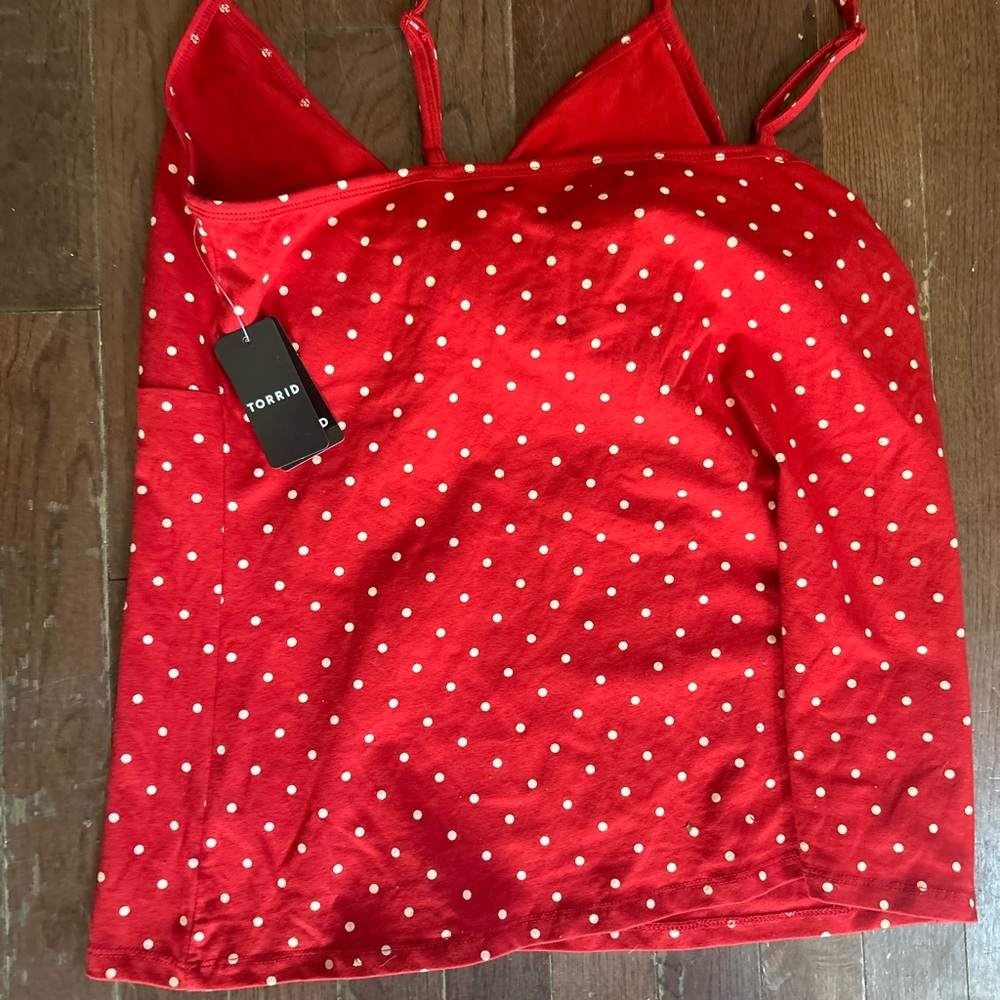 NWT Torrid Red Polka Dot Retro Chic Foxy Tie-Front Cami Size 2X - Picture 4 of 6